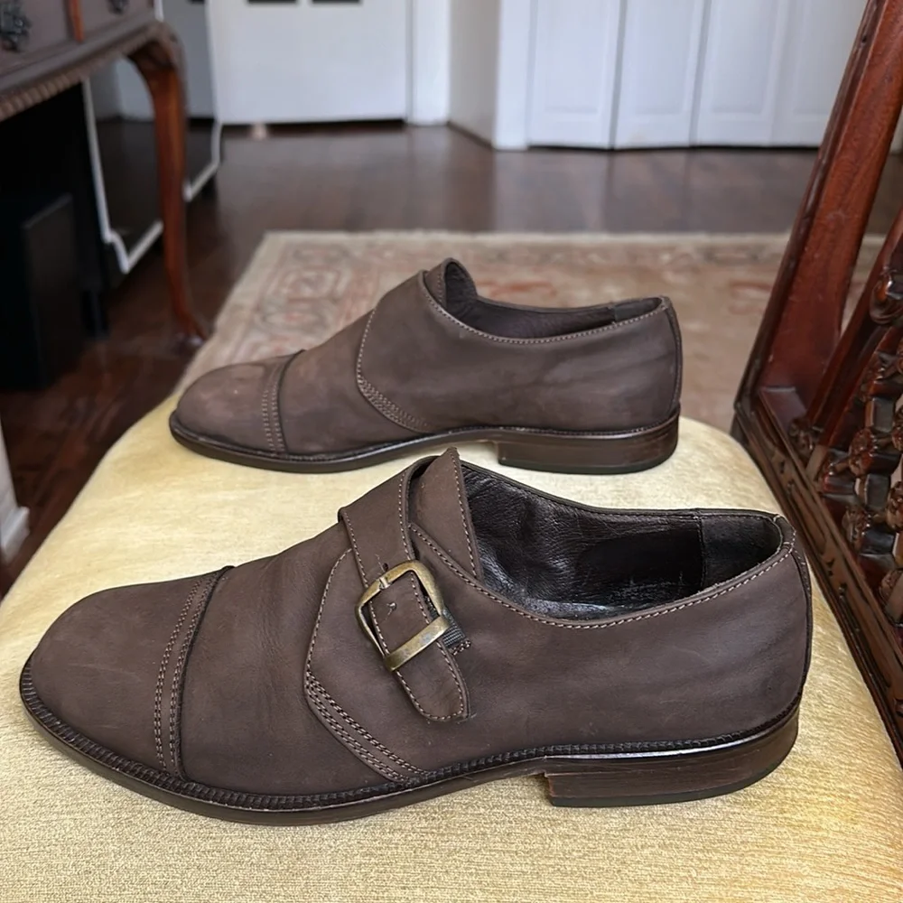 Nobel Shoes Men's Brown Leather Monk Strap Shoe EU 43 US 9.5-10